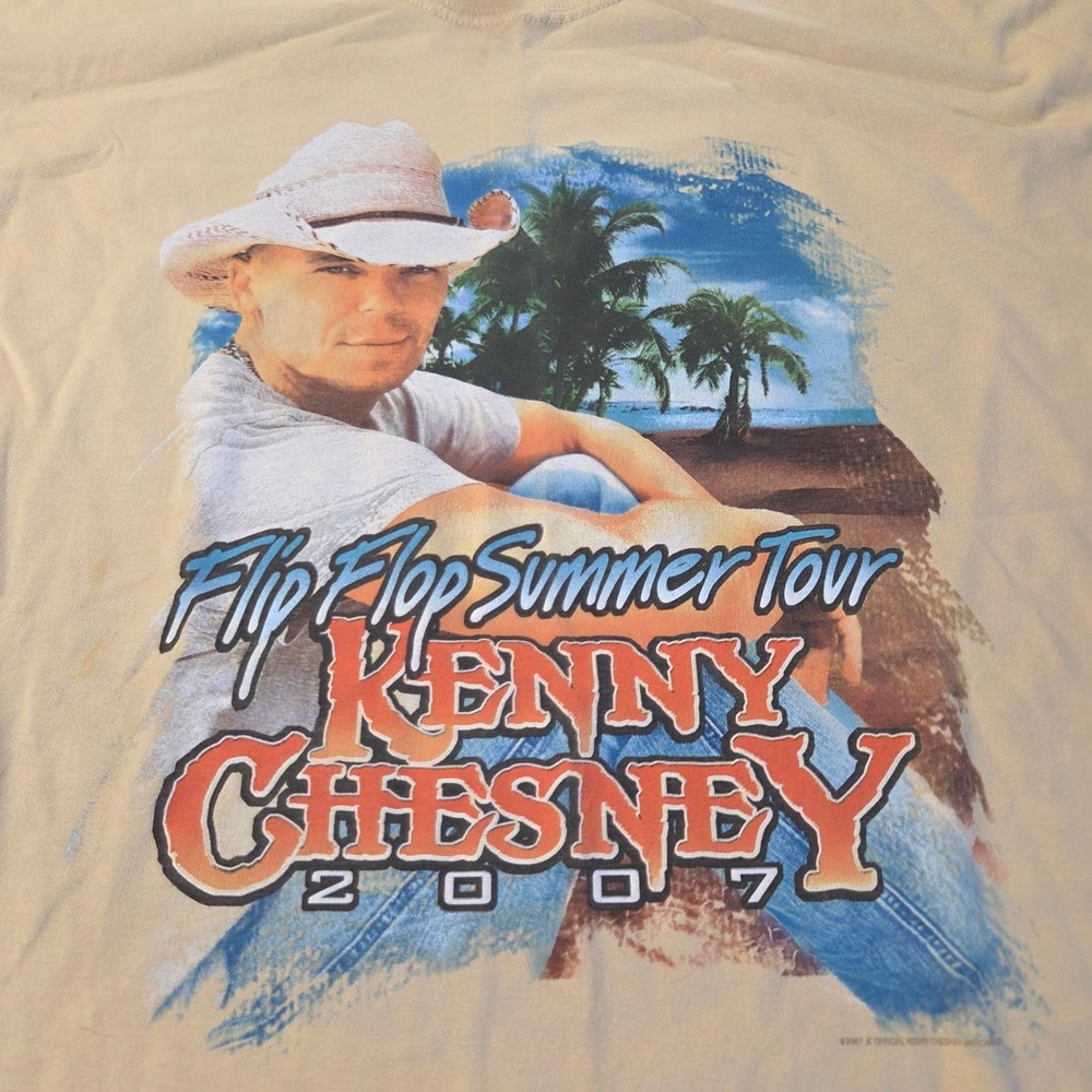 Kenny Chesney T Shirt XL Yellow Excellent 2007 Flip Flop Summer Tour Graphic